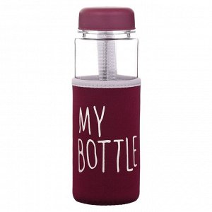 Бутылка для воды My bottle, 500 мл, 19.5x6 см, чехол в комплекте, бордовая