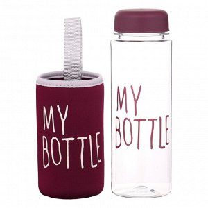 Бутылка для воды My bottle, 500 мл, 19.5x6 см, чехол в комплекте, бордовая