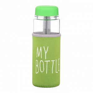 Бутылка для воды My bottle, 500 мл, 19.5x6 см, чехол в комплекте, салатовая