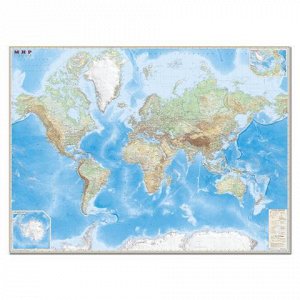 Карта настенная "Мир. Обзорная карта. Физ. с границами", М-1