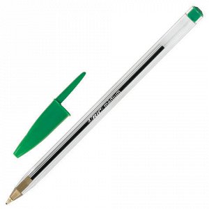 Ручка шариковая BIC Cristal, ЗЕЛЕНАЯ, корпус прозрачный, узе