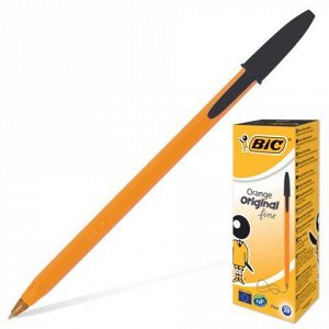 Ручка шариковая BIC Orange, ЧЕРНАЯ, корпус оранжевый, узел 0