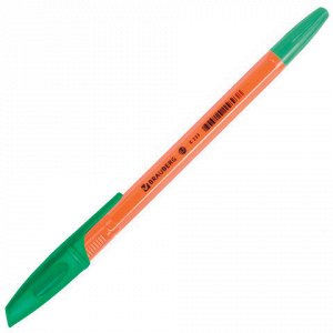 Ручка шариковая BRAUBERG X-333 Orange, ЗЕЛЕНАЯ, корпус оранж
