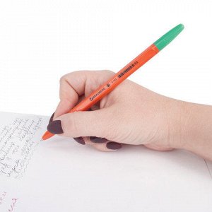 Ручка шариковая BRAUBERG &quot;X-333 Orange&quot;, ЗЕЛЕНАЯ, корпус ора