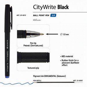 Ручка шариковая BRUNO VISCONTI CityWrite Black, СИНЯЯ, корпу