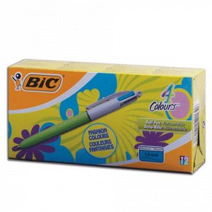 Ручка шариковая BIC автомат. "4 Colours", 4цвета, корп салат