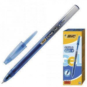 Ручка гелевая BIC "Cristal Gel+", корпус синий, полупрозрачн
