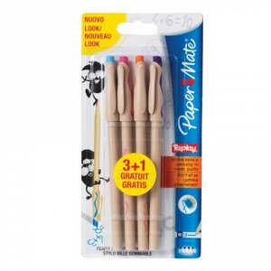 Ручки Пиши-стирай шариковые PAPER MATE, НАБОР 4шт, 1,2мм, ли