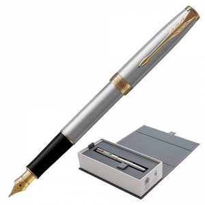 Ручка перьевая PARKER Sonnet Stainless Steel GT, корпус сере