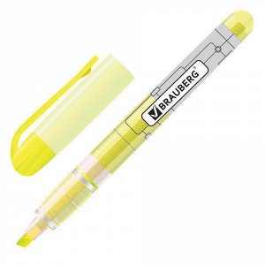 Текстовыделитель BRAUBERG "Fluo Color", ЖЕЛТЫЙ, ЖИДКИЕ ЧЕРНИ