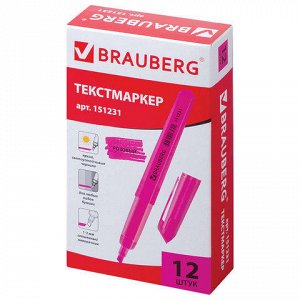 Текстовыделитель BRAUBERG "Vivid", РОЗОВЫЙ, круглый корпус,