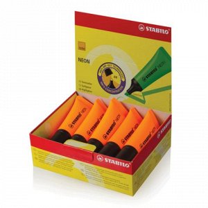 Текстмаркер STABILO "Neon", скошенный наконечник 2-5 мм, оранжевый, 72/54
