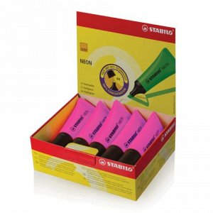 Текстмаркер STABILO "Neon", скошенный наконечник 2-5 мм, розовый, 72/56