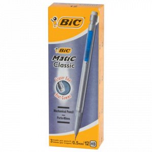 Карандаш мех. BIC "Matic Classic", корпус серый, ластик, 0,5