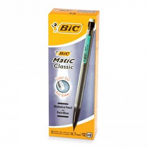 Карандаш мех. BIC "Matic Classic", корпус черный, ластик, 0,