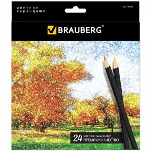 Карандаши цветные BRAUBERG "Artist line", 24 цв., черный кор