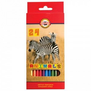 Карандаши цветные KOH-I-NOOR "Animals", 24 цв, грифель 2,8 м