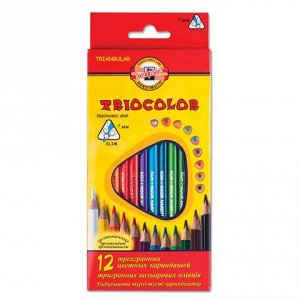 Карандаши цветные KOH-I-NOOR "Triocolor", 12 цв, трехгранные
