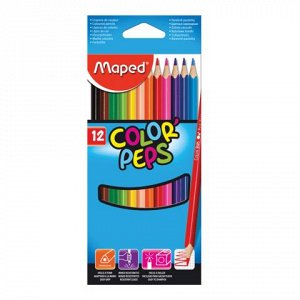 Карандаши цветные MAPED (Франция) "Color Pep's", 12 цв, трех