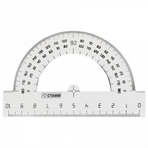 Транспортир 10 см, 180 градусов, пластик, СТАММ, тонированны