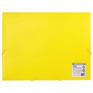 Папка на резинках BRAUBERG "Neon", неоновая желтая, до 300 л