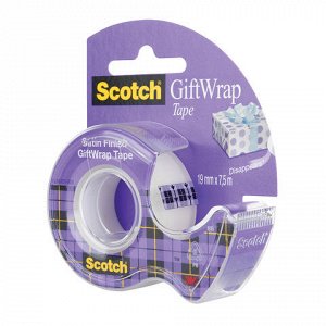 Клейкая лента 19ммх7,5м  SCOTCH Satin, полуматовая, на диспе