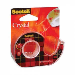 Клейкая лента канцелярская 19ммх7,5м SCOTCH Crystal, прозрач