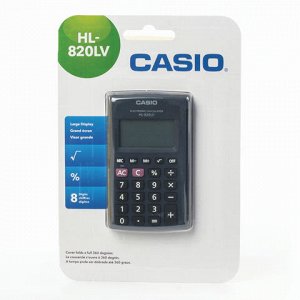 Калькулятор CASIO карманный HL-820LV-BK-S, 8 разряд., пит.от