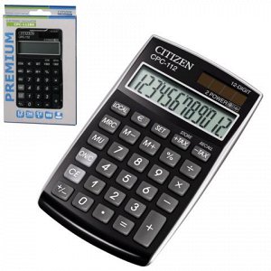 Калькулятор CITIZEN карманный CPC-112BKWB, 12 разрядов, двой