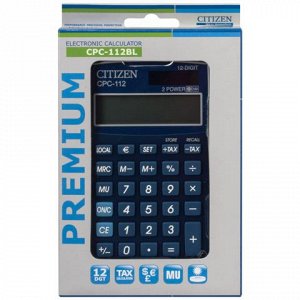 Калькулятор CITIZEN карманный CPC-112BLWB, 12 разрядов, двой
