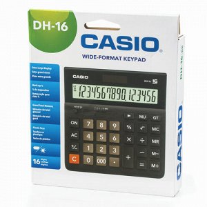 Калькулятор CASIO настольный DH-16-BK-S, 16разряд, двойное п