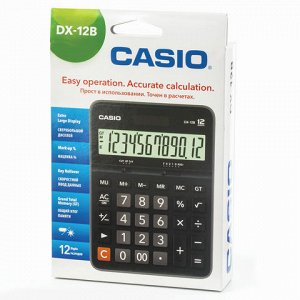 Калькулятор CASIO настольный DX-12B-W, 12 разрядов, двойное