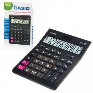 Калькулятор CASIO настольный GR-12-W, 12 разрядов, двойное п