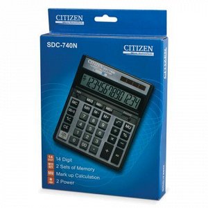 Калькулятор CITIZEN настольный SDC-740N, 14 разрядов, двойно