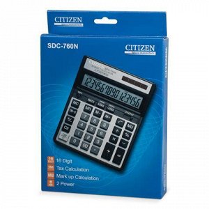 Калькулятор CITIZEN настольный SDC-760N, 16 разрядов, двойно