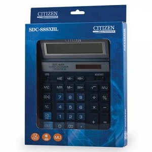 Калькулятор CITIZEN настольный SDC-888XBL, 12 разрядов, двой