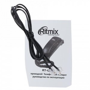 Телефон RITMIX RT-007 black, световая индикация звонка, мело