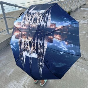 Зонт Зонт в 3 сложения, полный автомат. Модель прочная, надёжная. Ручка из материала софттач. Каркас зонта выполнен из 9 спиц, за счет чего зонт имеет хорошую натяжку  купола и выдерживает сильные пор