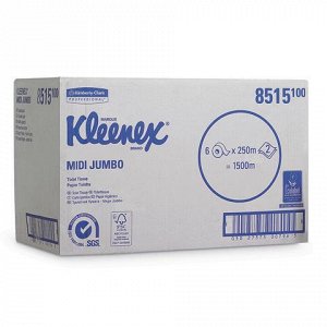 Бумага туалетная 250м, KIMBERLY-CLARK Kleenex, КОМПЛЕКТ 6шт,