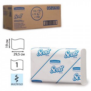 Полотенца бум.110шт,KIMBERLY-CLARK Scott, КОМПЛЕКТ16шт,Slimf