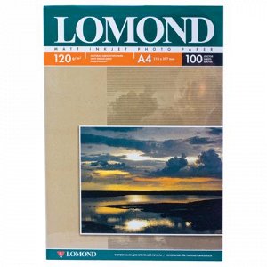 Фотобумага LOMOND д/струйной печати А4, 120г/м, 100л., однос