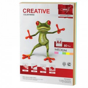 Бумага CREATIVE color (Креатив) А4, 80г/м, 100 л. (5 цв.х20л