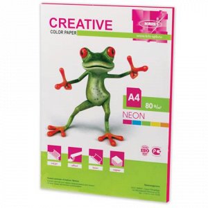 Бумага CREATIVE color (Креатив) А4, 80г/м, 50 л. неон малино