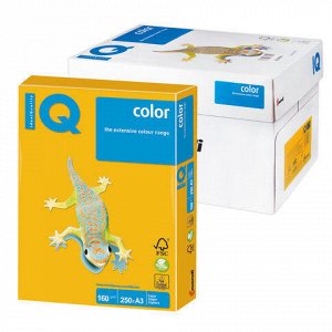 Бумага IQ (АйКью) color А3, 160 г/м, 250 л., интенсив солнеч