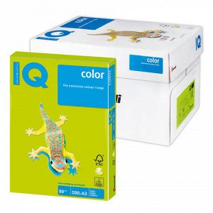 Бумага IQ (АйКью) color А3, 80 г/м, 500 л., неон зеленая NEO