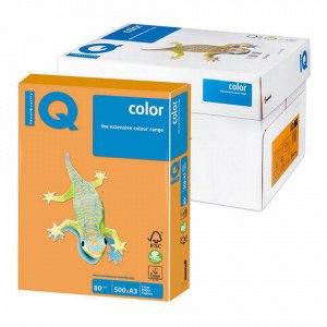 Бумага IQ (АйКью) color А3, 80 г/м, 500 л., неон оранжевая N