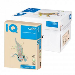 Бумага IQ (АйКью) color А3, 80 г/м, 500 л., пастель темно-кр