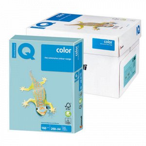 Бумага IQ (АйКью) color А4, 160 г/м, 250 л., пастель голубая