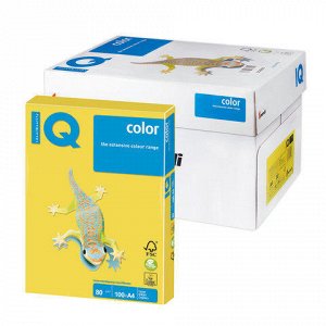 Бумага IQ (АйКью) color А4, 80 г/м, 100 л., интенсив канарее