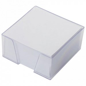 Блок для записей BRAUBERG в подставке прозрачной, куб 9*9*5 см, белый, белизна 95-98%, 122224